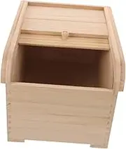 Wooden Rice Storage Container Multipurpose Rolling Lid Box Sealed Food Storage Dispenser with Capacity for Safe and Convenient Kitchen Organization