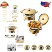 4.8 Qt Buffet Servers with Lid Holder - Stackable Stainless Steel Chafing Dishes