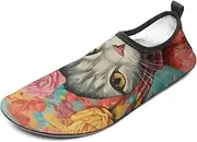[BTCOWZRV] Water Shoes for Women Men Hand Drawn Cat Water Sports Shoes Slip-on Breathable Lightweight Athletic Aqua Sock