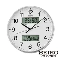 在飛比找momo購物網優惠-【SEIKO 精工】溫度 濕度 靜音雙顯掛鐘 QXL013S