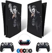 MaD Vision® Skin Aufkleber für PS5 Standard/DISC/Disk Version mod. Joker, 100% HD-Qualität, kratzfeste Klebefolie aus Vinyl + Set mit 4 Paar Gummipads für PlayStation 5 Joystick Controller
