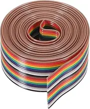 uxcell 1 Pcs 20 Pin Flat Rainbow Ribbon Cable 6.6 ft 1.27mm Pitch Breadboard Jumper Wires for Electronic Projects