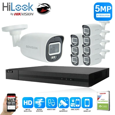 HIKVISION HILOOK 5MP CCTV SYSTEM DVR FULL HD 24/7 HOURS COLORFUL CAMERA KIT UK
