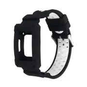 Anti Impact Resilient Armor Protection Strap Watch Band for Fitbit Charge 3 BLACK WHITE COLOR