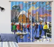 3D Winter Skating Duck A612 Blockout Photo Curtain Fabric Window Kevin Walsh Amy