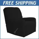 Luxury Stretch Sofa Slipcover in Black Checkered - 4 Pieces with Elastic Fit