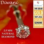 2.5mm Natural VVS Diamond Solitaire Nose Lip Labret Piercing Ring Pin Screw Stud