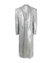 Sequined lapel coat Gray