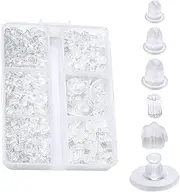 [Bloomique] 600 PCS Clear Earring Backs, Soft Rubber Earring Stopper 6 Styles Silicone Hypoallergenic Earrings Safety Backs Women Girls for Stud Hook Post Earrings School Jewellery Making