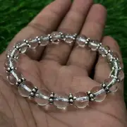 Natural "Crystal" Gemstone Round Beaded Chakra Stretchable Elastic Bracelet 7.5"
