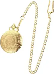 [LIFKOME] Pocket Watch Seashell Chains Classic Fob Watches Mini Necklace Fob Clip on Watch Jewelry Magnetic Fob Watch for Nurses Moonstone Key Chain Ring Vintage Pocket Plastic Mirror Golden