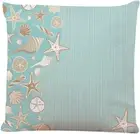 Throw Pillow Cover Seashell Beach Party Variety of Shells on Aqua Teal Stria Wti