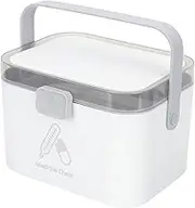 Ipetboom Multi Layer Portable Medicine Box Compact First Aid Storage Container with Handle Durable Medication Holder for Home Travel Outdoor Use Grey Design