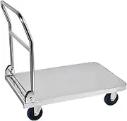 Flatbed Cart Platform Truck Stainless Steel Moving Hand Cart with Wheels and Handle for Home Office Warehouse Factory 440lbs Weight Capacity Hand Truck(Size:304)(One Color 304)