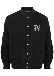 Palm Angels Logo-embroidered Wool-blend Varsity Jacket - Black And White - S S