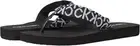 Calvin Klein Slippers Womens US 9 Black White Logo Print Flip Flop Slide ZPO1813