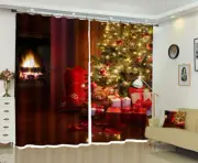 3D Xmas Tree Fireplace G701 Christmas Window Photo Curtain Fabric Quality Amy