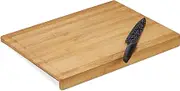 Relaxdays Bamboo Chopping Board, Stop Edge & Juice Groove, Cutting Meat & Fish, Antibacterial, Kitchen, 45x35cm, Natural