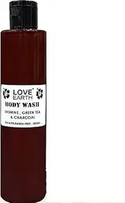 Love Earth Body Wash Jasmine Green Tea And Charcoal With Aloe Vera & Tea Tree Extract For Acne, Pimples & Dry Skin 200ml