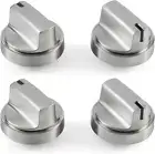 GE Cooktop Knobs Replacement - 4 Pcs Stainless Steel Burner Control Knobs