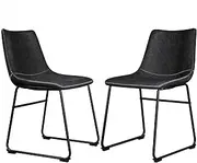 [ALFORDSON] Dining Chairs PU Leather Set of 2, Kitchen Chair with Metal Frame & Floor Protector, Reading Seating for Home Cafe Coffee Table, Max 150kg, Veda Black