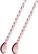 HEMOTON Elegant Glass Spoon 2pc Long Handled Coffee Spoons Hot Soup Stirrer Tea Dessert Scoop Home Bar Accessory