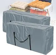 Garden Furniture Cushions Storage Bag, Christmas Tree Storage Bag, Extra Large Waterproof Outdoor Patio Seat Pads Carry Handbag with Handle and Zipper, 2 Pack,Gray,173x76x51 cm