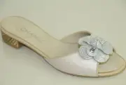 $1050 CHANEL Glitter Lace Camellia Flower Mules Slides Sandals Flats Shoes 37.5