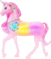 Barbie Sparkle Lights Toy Unicorn with 20 Interactive Combos of Lights, Sounds & Music, Press Buttons & Pet Head to Play
