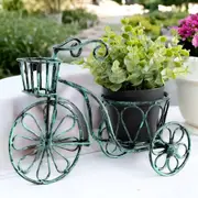 Small Distressed Aqua Bicycle Garden Pot Planter & Basket