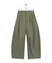 Barrel trousers in cotton and silk FR36 khaki green