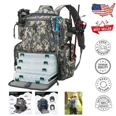 Professional Fishing Tackle Backpack with Adjustable Storage & Sunglasses Case