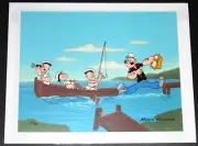 127/250 Gone Fishing Popeye with his Nephews Animation Cel Signed Myron Waldman