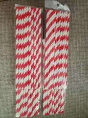 60 Pcs Disposable Paper Straws Retro Striped Birthday Party Drinking Straw