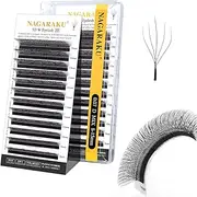 NAGARAKU 5D W Shape Eyelash Extension VERSION 2.0 lash Supplies Natural Soft Volume 0.07mm D curl 8-15mm Mix Premade Fans PBT Matte Black Cluster W Lash Easy Fanning False Lashes yy Lashes