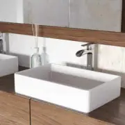 VIGO Vessel Bathroom Sink White W/Niko Faucet And Pop-Up Drain Chrome MatteStone