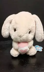 Plush Mocha Lop Ear Bunny Rabbit 9" Holding Bottle Stuffed Animal BNWT - Japan