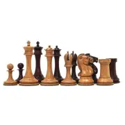 B & Co. Reproduction Staunton 4.4" Chess Set in Distressed and Mahogany Stained