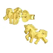 Silver Gold Unicorn Stud Earrings