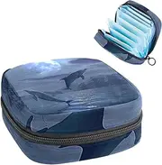 Period Bag,Sanitary Napkin Storage Bag,Sea Sky Space Dolphin,Tampon Holder for Purse