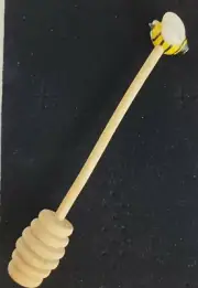 BumbleBee Topped Wooden Honey Dipper Wand - 7"