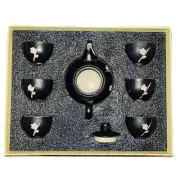 [NEW] Kung Fu China Kiln Glazed Tea Set Flower Art w/ Gift Box