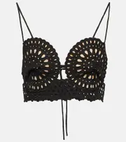 [Stella McCartney] Stella McCartney Broderie anglaise crop top AU 2 black