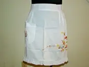 Vintage for Fortunoff White Apron with Embroidery Flowers New w/Tags