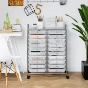 Costway20 Drawers Rolling Storage Cart with Wheels for Home Office-Transparent