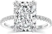 [PAFIDDY] 4.5CT Stunning Radiant Cut Engagement Ring for Women,Simulated Diamond Ring,18K White Gold Plated 925 Sterling Silver Promise Ring