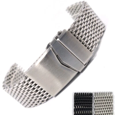 Shark Mesh Watch Band Strap Milanese Stainless Steel Bracelet Solid Clasp 18-22