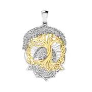 Tree of Life 925 Sterling Silver Two Tone Pendant Gold Vermeil Accent Jewelry