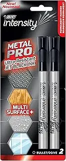 BIC 736184 Intensity Permanent Metal Pro Marker - Pack of 2 Markers – Bullet Tip, Fade and Water Resistant, Quick Dry Ink for Any Surface - Black