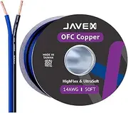 [JAVEX] 14-Gauge AWG Speaker Wire OFC Oxygen-Free Copper 99.9% Cable for Hi-Fi Systems, Mixer, Amplifiers, AV receivers, Home Theater, Subwoofer, and Car Audio System, 50 FT, Blue/Black
